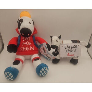 LOT OF 2 Chick-fil-A Plush Cow Doll Summer 2023 Travel 9" Map Backpack